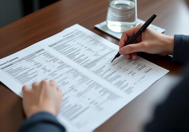 Professional reviewing logistical security documentation